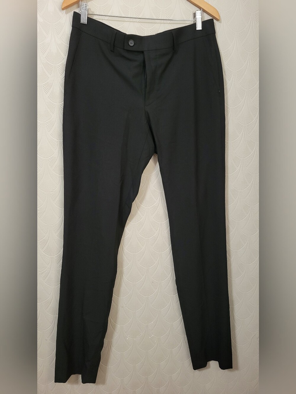 EGARA Men's Dress Pants Flat Front Slim Black Size 34x34 Business Workwear